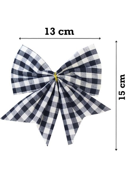 Yılbaşı Ağaç Süsü Fiyonk Pötikare Desen Asmalı Dekor Süsü Siyah Beyaz 13 cm fiyatları