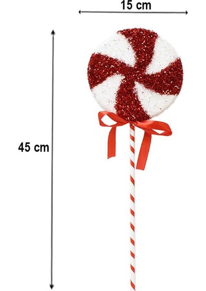 Yılbaşı Ağaç Süsü Dekoratif Simli Lolipop Şeker 45 cm modelleri