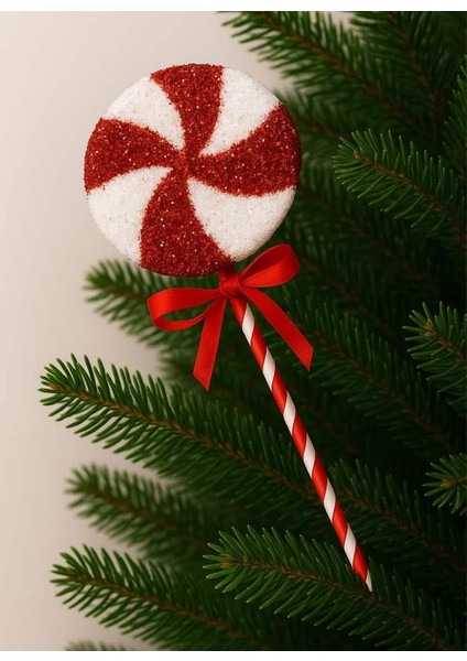 Yılbaşı Ağaç Süsü Dekoratif Simli Lolipop Şeker 45 cm fırsatları