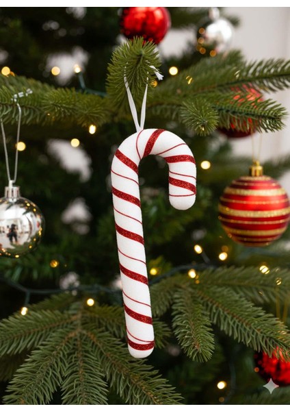 Yılbaşı Ağaç Süsü Baston Şeker Figürlü Dekoratif Süs 34 cm