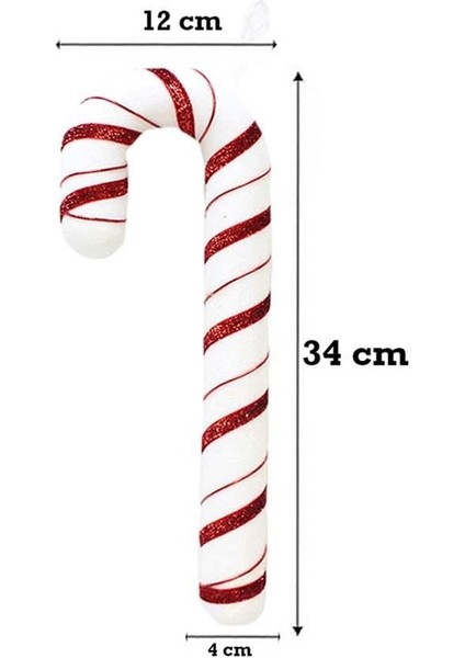 Yılbaşı Ağaç Süsü Baston Şeker Figürlü Dekoratif Süs 34 cm modelleri