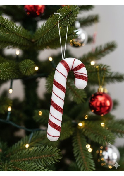 Yılbaşı Ağaç Süsü Baston Şeker Figürlü Dekoratif Süs 20 cm