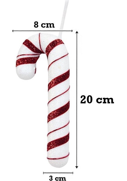 Yılbaşı Ağaç Süsü Baston Şeker Figürlü Dekoratif Süs 20 cm fiyatları