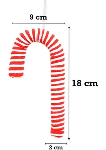 Yılbaşı Ağaç Süsü Kumaş Baston Şeker Figürlü Dekoratif Süs Kırmızı Beyaz 18 cm fiyatları