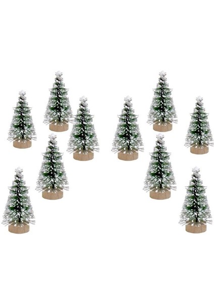 Yılbaşı Mini Karlı Çam Ağacı Masa Üstü Dekoratif Ağaç 5 cm 10'lu Set modelleri