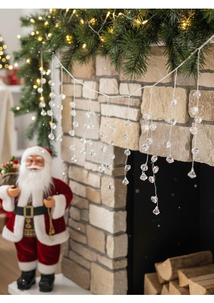 Yılbaşı Dekor Süsleri Lüks Kristal Işıltı Boncuklu Garland 110 cm