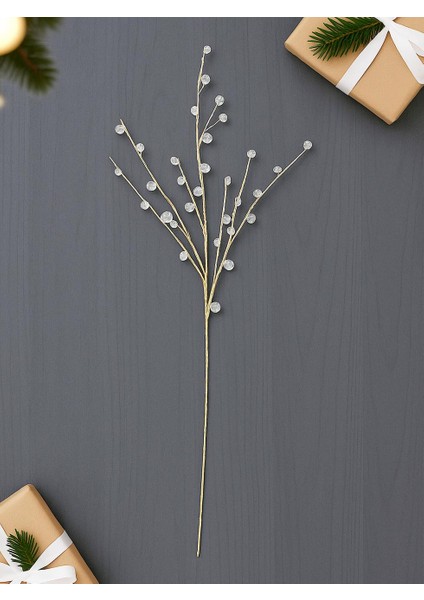 Yılbaşı Dekoru Kristal Boncuklu Altın Dekoratif Dal Süs 84 cm