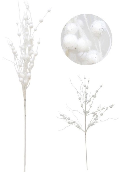 Yılbaşı Dekoru Tüylü Simli Dekoratif Süs Dalı Beyaz 75 cm modelleri