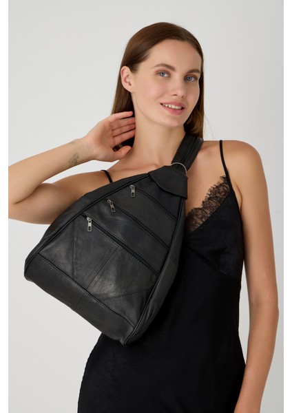 Özel Tasarım Hakiki Deri Sırt ve Kol Çantası Fonksiyonel Çanta