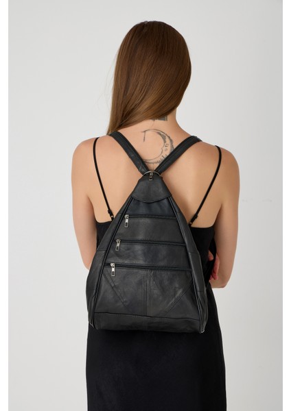 Özel Tasarım Hakiki Deri Sırt ve Kol Çantası Fonksiyonel Çanta