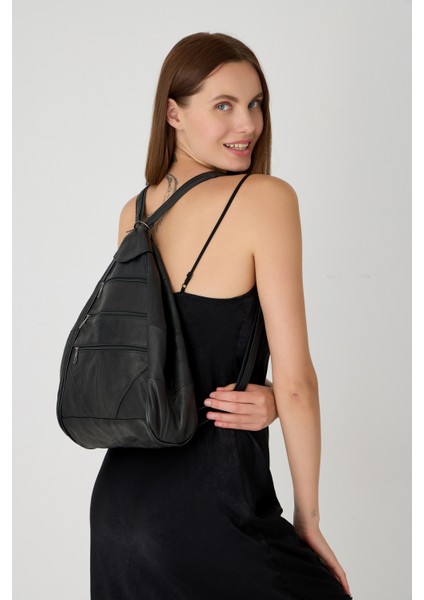 Özel Tasarım Hakiki Deri Sırt ve Kol Çantası Fonksiyonel Çanta