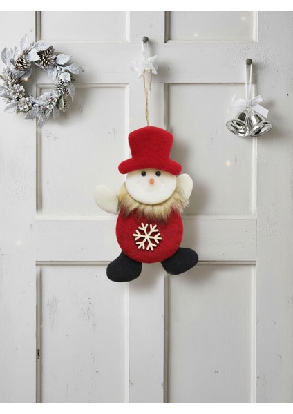 Yılbaşı Ağaç Süsü Şapkalı Kardan Adam Figürlü Asılabilir Keçe Dekoratif Süs 15 cm