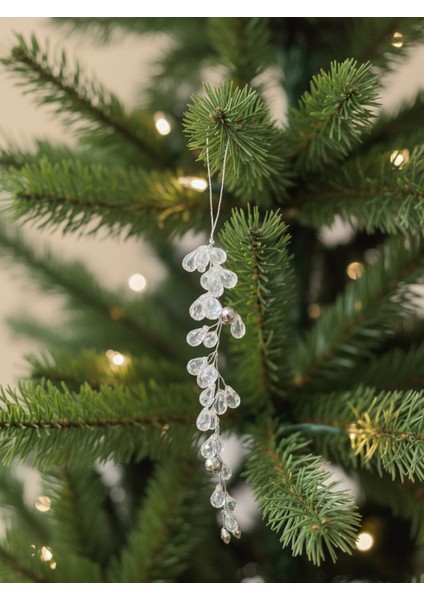 Yılbaşı Ağaç Süsü Lüks Kristal Damla Dal Salkım Dekoratif Süs 30 cm