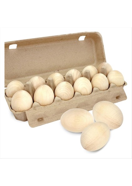 12 Adet Ahşap Yumurta Boyalı Paskalya Yumurtaları Boyasız El Sanatları Için Ahşap Yumurta Paskalya Dekorasyon Ahşap Renk (Yurt Dışından)