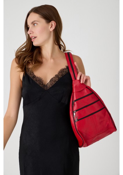 Özel Tasarım Hakiki Deri Sırt ve Kol Çantası Fonksiyonel Çanta