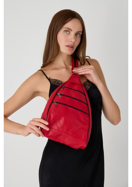 Özel Tasarım Hakiki Deri Sırt ve Kol Çantası Fonksiyonel Çanta