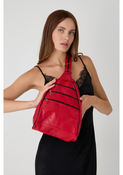 Özel Tasarım Hakiki Deri Sırt ve Kol Çantası Fonksiyonel Çanta