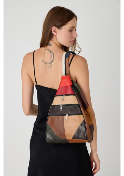 Özel Tasarım Hakiki Deri Sırt ve Kol Çantası Fonksiyonel Çanta