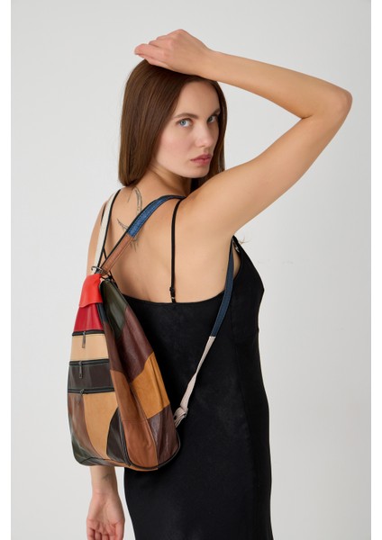 Özel Tasarım Hakiki Deri Sırt ve Kol Çantası Fonksiyonel Çanta