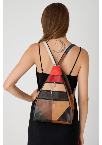 Özel Tasarım Hakiki Deri Sırt ve Kol Çantası Fonksiyonel Çanta