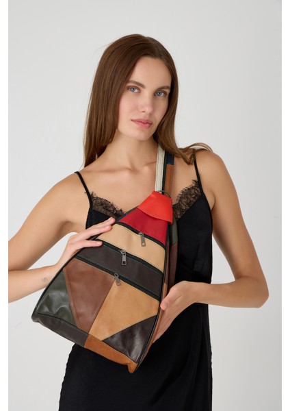 Özel Tasarım Hakiki Deri Sırt ve Kol Çantası Fonksiyonel Çanta