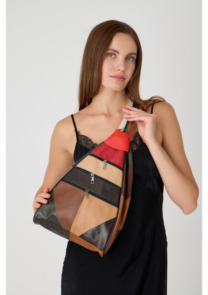 Özel Tasarım Hakiki Deri Sırt ve Kol Çantası Fonksiyonel Çanta