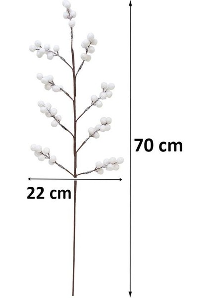 Yılbaşı Dekoru Kar Efektli Beyaz Top Detaylı Dekoratif Süs Dalı Beyaz 70 cm modelleri