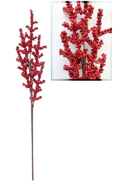 Yılbaşı Dekoru Minik Meyveli Kokina Berry Yapay Dal Kırmızı 58 Cm modelleri