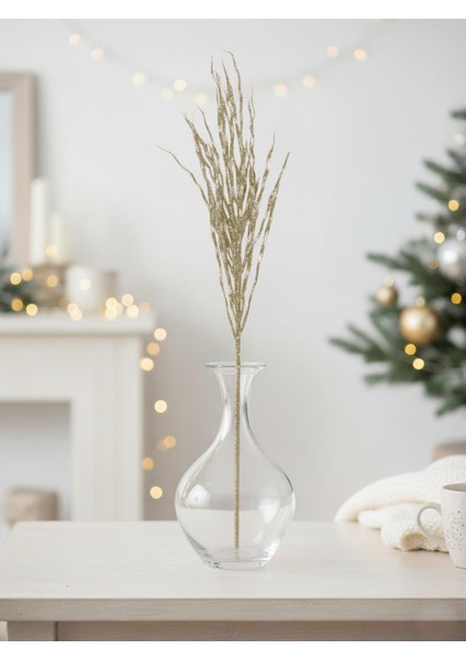 Altın Simli Yılbaşı Dekor Dalı – Gold Glitter Parlak Ağaç Süsü 70 cm
