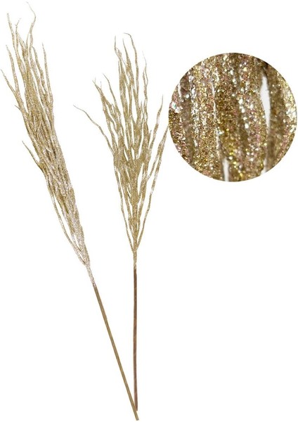 Altın Simli Yılbaşı Dekor Dalı – Gold Glitter Parlak Ağaç Süsü 70 cm modelleri