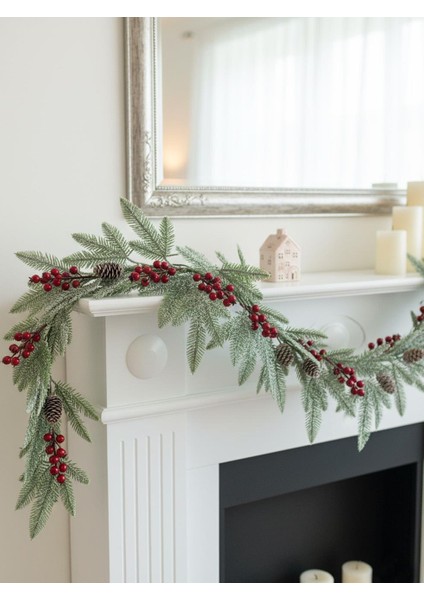 Yılbaşı Dekor Süsleri Kokina Berry Çam Kozalaklı Garland 150 cm