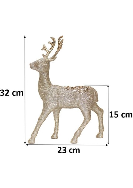 Yılbaşı Dekor Süsü Simli payet Detaylı Dekoratif geyik ŞAMPANYA 23X32 cm fiyatları