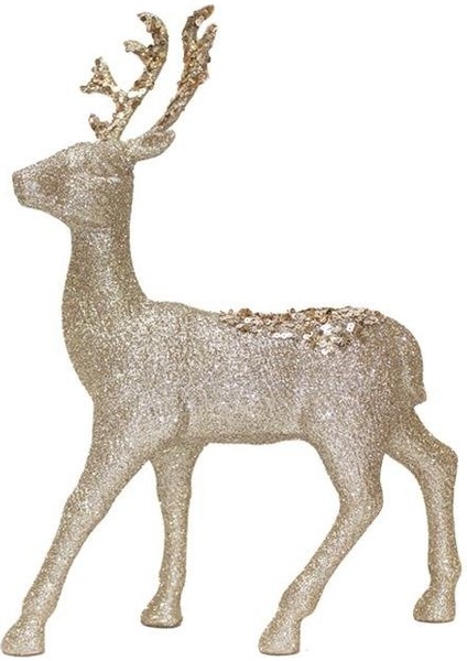 Yılbaşı Dekor Süsü Simli payet Detaylı Dekoratif geyik ŞAMPANYA 23X32 cm modelleri