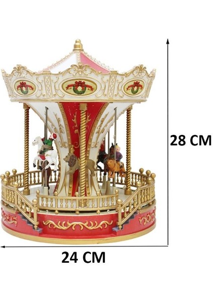 Yılbaşı Hediyelik Dekor Süsü Hareketli Işıklı Müzikli Döner Atlı Karınca 28 cm fiyatları