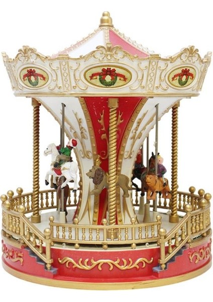 Yılbaşı Hediyelik Dekor Süsü Hareketli Işıklı Müzikli Döner Atlı Karınca 28 cm modelleri