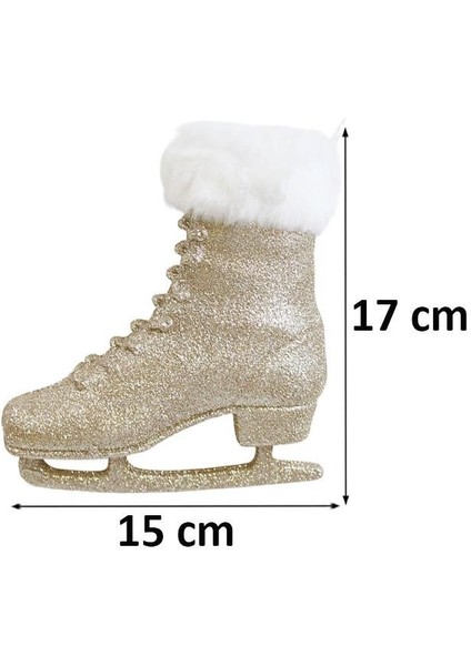 Yılbaşı Ağacı Süsü Altın Simli Kürk Detaylı Paten Dekoratif Süs 17 cm modelleri