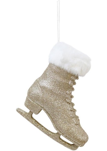 Yılbaşı Ağacı Süsü Altın Simli Kürk Detaylı Paten Dekoratif Süs 17 cm fırsatları