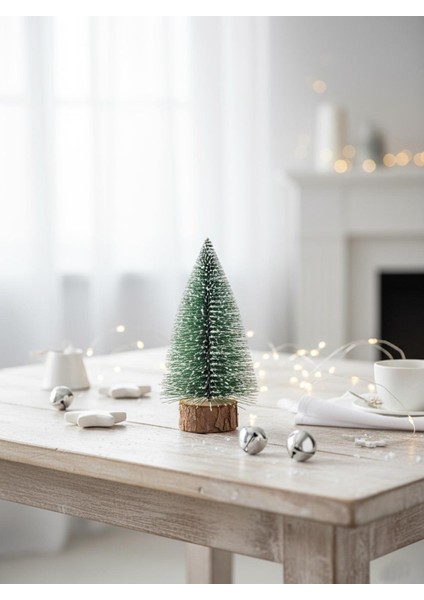 Yılbaşı Mini Karlı Çam Ağacı Masa Üstü Dekoratif Ağaç 15 cm