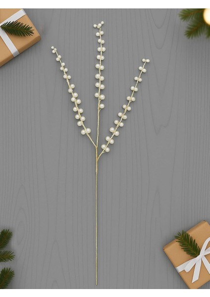 Yılbaşı Dekoru Altın Gövdeli Incili Dekoratif Süs Dalı 75 cm fiyatları
