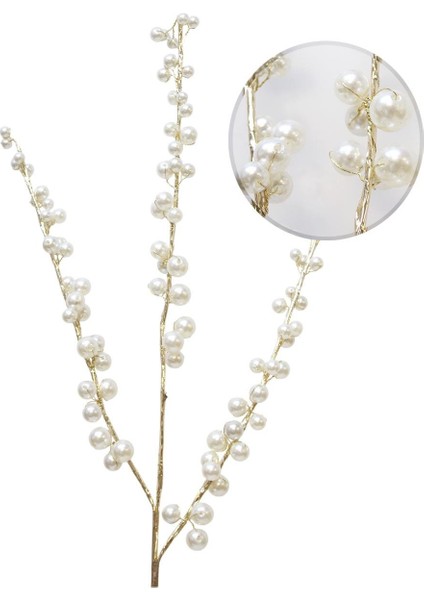 Yılbaşı Dekoru Altın Gövdeli Incili Dekoratif Süs Dalı 75 cm modelleri