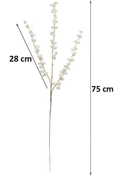Yılbaşı Dekoru Altın Gövdeli Incili Dekoratif Süs Dalı 75 cm fırsatları