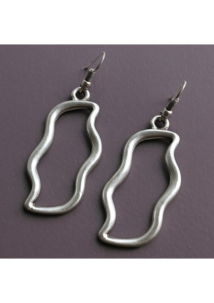 Dalgalı Şekilli Kadın Küpe Çift Adet Gümüş Kaplama El Yapımı Küpe modelleri