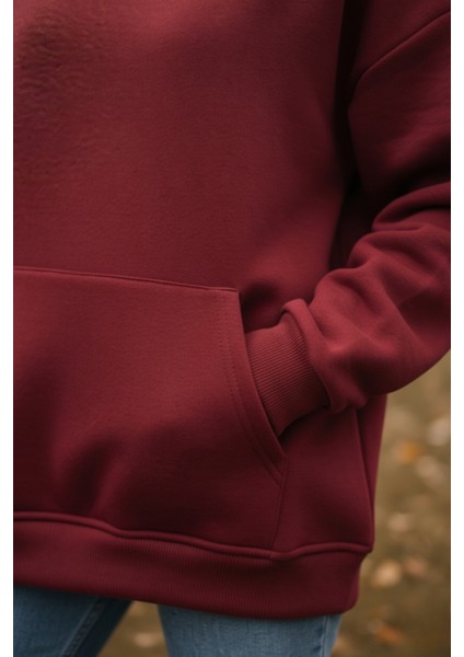 Kadın Oversize % 100 Pamuk Içi Polarlı Yumuşak Dokulu Basic Kapüşonlu Sweatshirt fiyatları