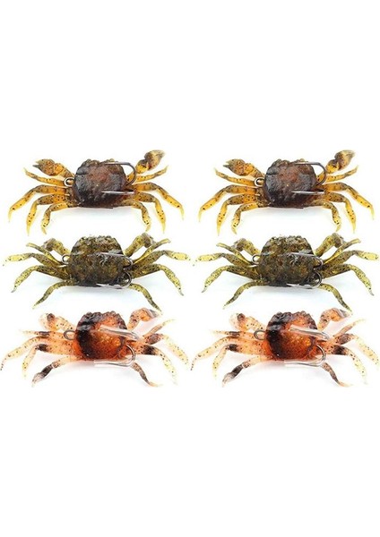 6 Adet Yengeç Balıkçılık Cazibesi Kiti Simüle Yengeçler Yemleri Yapay Balık Lures Keskin Kanca ile Mücadele 3D Yumuşak Deniz Krankbaits (Yurt Dışından)