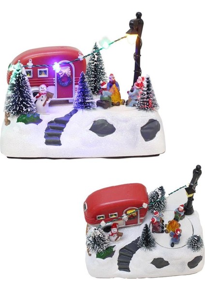 Yılbaşı Dekoru Karavan Detaylı Işıklı Müzikli Hareketli Kış Köyü Dekor Süsü 15 cm fırsatları