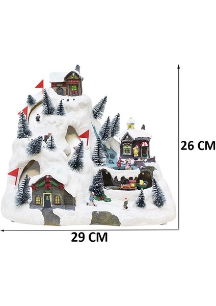 Yılbaşı Dekoru Işıklı Müzikli Hareketli Karlı Dağ Köyü Dekor Süsü 26 cm fiyatları