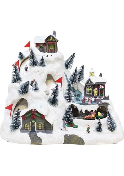 Yılbaşı Dekoru Işıklı Müzikli Hareketli Karlı Dağ Köyü Dekor Süsü 26 cm modelleri