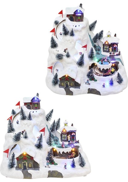 Yılbaşı Dekoru Işıklı Müzikli Hareketli Karlı Dağ Köyü Dekor Süsü 26 cm fırsatları