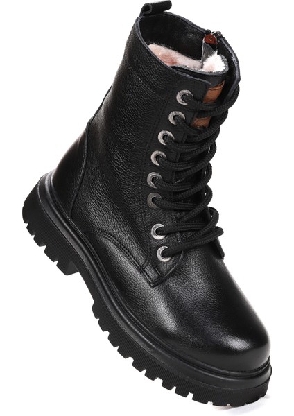 Tife %100 Deri Fermuarlı Erkek Çocuk Bot Ayakkabı