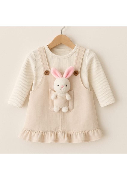 Oyuncak Tavşanlı Keten Jile Elbise